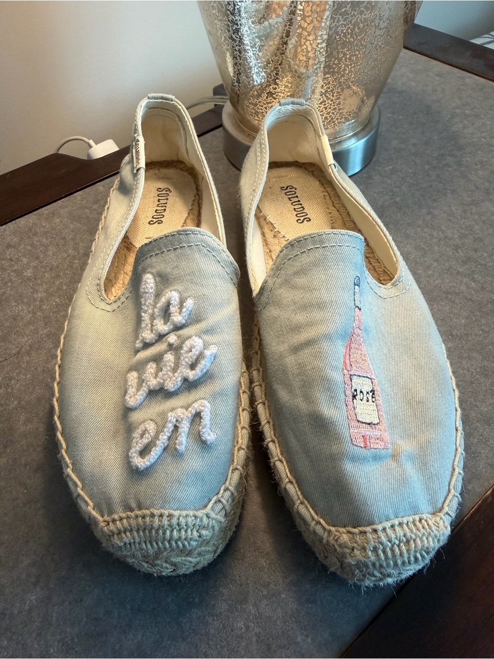 Soludos Light Blue Embroidered Rose Espadrilles